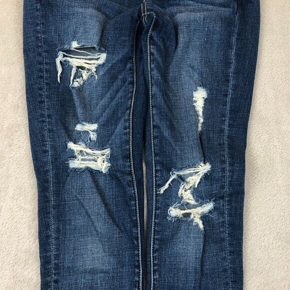 American Eagle Womens Jeans Size 2 Super Hi-Rise Jegging Distressed Blue Denim - Picture 12 of 14